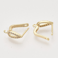 Серьги-кольца из латуни с микропаве из кубического циркония с застежкой сзади&nbsp;KK-T048-028G-NF