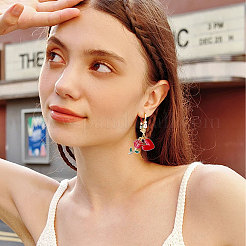 Подвеска в виде сердца и розы из сплава эмали&nbsp;HJEW-CA00043