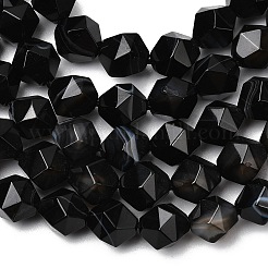 Нити бусин из натурального чёрного полосатого агата/полосатого агата&nbsp;G-Z119-A03-02