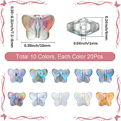 200 шт. 10 стиля смешанных стилей гальванизированные прозрачные стеклянные бусины нити&nbsp;EGLA-SC0001-57