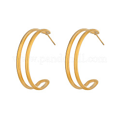 Двухслойные серьги-гвоздики С-образной формы из нержавеющей стали 304&nbsp;WU2409