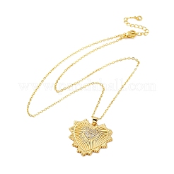 Латунные микропаве прозрачные кубические цирконии ожерелья с подвеской в виде сердца для женщин&nbsp;LS-NJEW-S438-07C-G