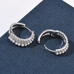 Двухслойные латунные серьги-кольца с микропаве из прозрачных кубических цирконий.&nbsp;EJEW-C181-03P