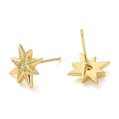 Серьга-гвоздик из латуни с микропаве из кубического циркония&nbsp;EJEW-C079-09G