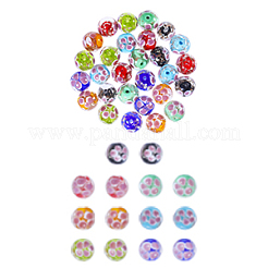 28 шт. 7-х цветные светящиеся бусины ручной работы из золотистого песка в технике лэмпворк&nbsp;LAMP-GL0002-02