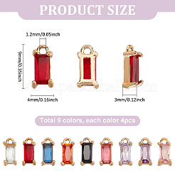 36 шт. 9-х цветные подвески из золотистой латуни с микропаве из кубических цирконий&nbsp;KK-PH0010-99