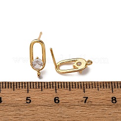 Фурнитура для серег-гвоздиков из латуни с паве из прозрачного кубического циркония&nbsp;LS-KK-Z121-11G
