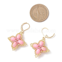 Серьги с застежкой-молнией из клеверного стекла и синтетической императорской яшмы&nbsp;EJEW-MZ00658-01