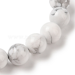 Браслеты из плетенных бусин из натурального говлита диаметром 10 мм.&nbsp;BJEW-C067-01C-08