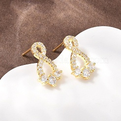 Серьги-гвоздики с микропаве из прозрачных кубических цирконий в форме бесконечности&nbsp;EJEW-F400-13G