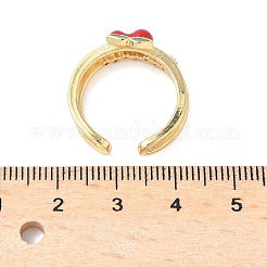 Латунные микропаве прозрачные кубические циркониевые эмалевые регулируемые манжеты для женщин&nbsp;RJEW-G350-01F-G