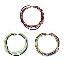 3 шт. 3 стиля ожерелья из многорядных бусин из богемского стекла для женщин&nbsp;NJEW-JN05354