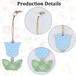 12 шт. подвесные украшения в виде тюльпана из МДФ&nbsp;HJEW-GF0001-50