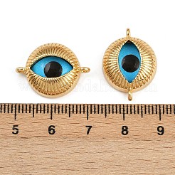 Подвески-соединители в форме голубого глаза из латуни и стекла&nbsp;KK-L244-01G
