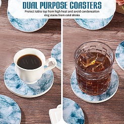 6 шт. круглая подставка из мрамора и пробки&nbsp;AJEW-TA0816-005