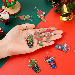 4 пара рождественских железных сережек-подвесок для женщин&nbsp;EJEW-TA00594