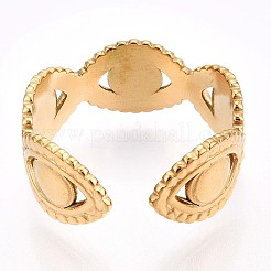 Ионное покрытие (ip) 304 нержавеющая сталь обертка от сглаза открытое кольцо-манжета для женщин&nbsp;RJEW-S405-183G