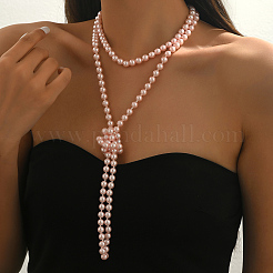 Длинные ожерелья из пластиковых бусин-имитаторов во французском стиле диаметром 8 мм для женщин&nbsp;EA7399-3