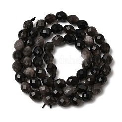 Натуральный серебристый блеск нитей обсидиана&nbsp;G-K376-F12-01