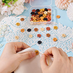 120 шт. 6-х цветные деревянные пуговицы-цветы с 2 отверстиями&nbsp;BUTT-TA0001-40A