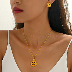 Комплект из латунного ожерелья с подвеской в виде капли и цветка и серег-гвоздиков для женщин&nbsp;WB6446