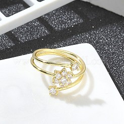 Кольца-манжеты для женщин с покрытием из латуни с микропаве из прозрачного кубического циркония&nbsp;RJEW-M028-83G