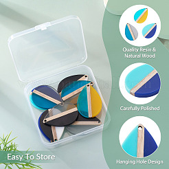 10шт 5 цвета подвески из смолы и дерева&nbsp;RESI-TA0004-49