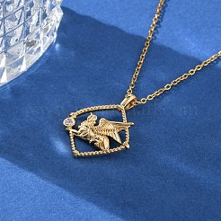 Латунные прозрачные кубические циркониевые подвески ожерелья для женщин&nbsp;LS-NJEW-B121-01G-03