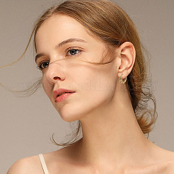 1 пара серег-колец в форме звезды из латуни с прозрачным кубическим цирконием&nbsp;EJEW-BBC0002-13