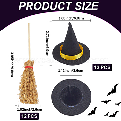 12 шт. мини-шляпки ведьмы из полиэстера&nbsp;AJEW-CP0009-35B