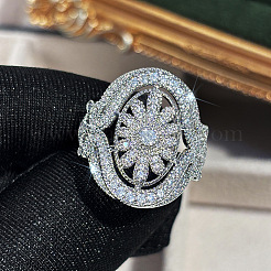 Женские кольца на палец из латуни с микропаве и кубическим цирконием&nbsp;FS-WGE2DD0-01