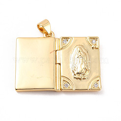 Подвески в виде медальонов из латуни с микропаве из прозрачного кубического циркония&nbsp;ZIRC-C035-10G