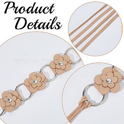 1 шт. искусственная кожа цветок латунное кольцо звено цепи пояса живота цепи для женщин&nbsp;AJEW-CL0001-49A