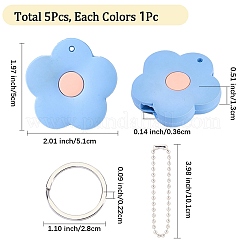 5 цветной силиконовый чехол для ключей с цветочным узором&nbsp;AJEW-DJ0005-51