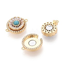 Латунные застежки с прозрачными фианитами и магнитными застежками&nbsp;KK-N287-09G