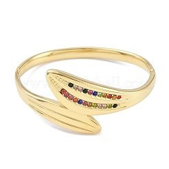 Браслеты-листочки из нержавеющей стали 304 со стразами для женщин&nbsp;BJEW-C071-13G-02