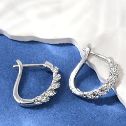 Серьги-кольца из латуни с прозрачным фианитом&nbsp;EJEW-Q016-15P