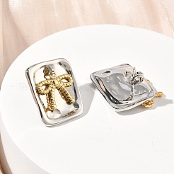 Двухцветные серьги-гвоздики из нержавеющей стали 304&nbsp;EJEW-B156-17P