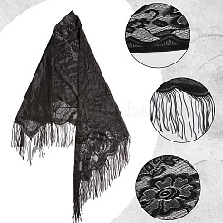 Съемная шаль из полиэстера с кружевным цветком&nbsp;AJEW-WH20072-43C