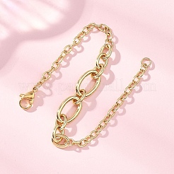 Браслеты из латунного троса и цепочки Фигаро для женщин&nbsp;BJEW-JB12847