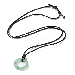 Колье-подвеска с кольцом из натурального зеленого авантюрина и вощеными шнурами&nbsp;NJEW-R262-01B-09