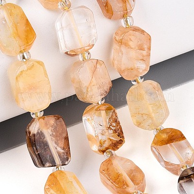 Натуральный желтый гематоидный кварц/золотые целебные кварцевые бусины нити&nbsp;G-T138-26A-03-1