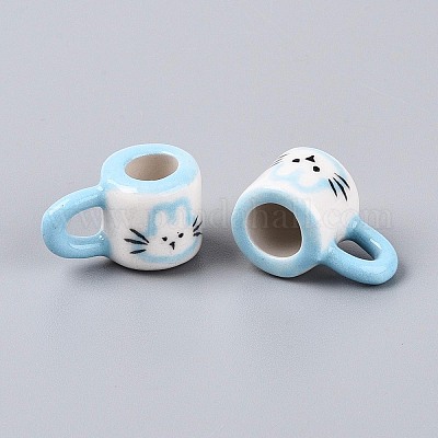 Декоративная кружка ручной работы из фарфора в виде зайчика.&nbsp;PORC-T133-59-1