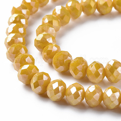 Стеклянные бусины с гальваническим покрытием &nbsp;EGLA-T025-01B-1