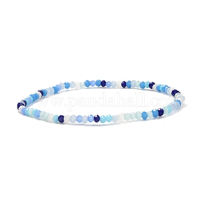 Граненые круглые стеклянные бусины эластичный браслет для девочек-подростков&nbsp;BJEW-JB07072-02-1