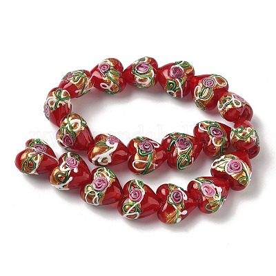 Бусины ручной работы золотой фольги стекла&nbsp;LAMP-K039-43-1