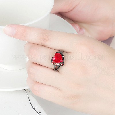 Кольца для пальцев в форме сердца из латуни с микропаве из кубического циркония FS-WG4D14B-01-1