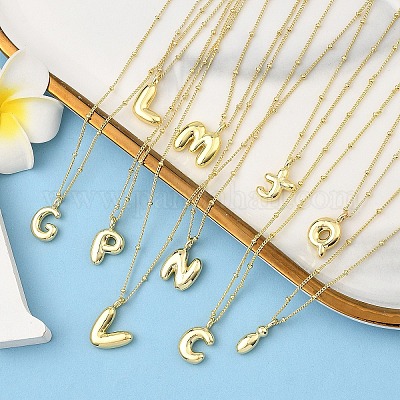 1 шт. латунные подвески в виде буквицы NJEW-YW0001-24B-1