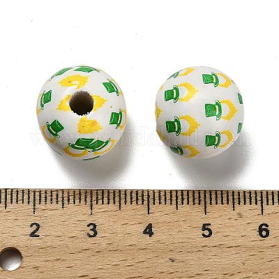 Серия ко дню святого патрика печатные деревянные европейские бусины схима&nbsp;WOOD-V002-01B-1