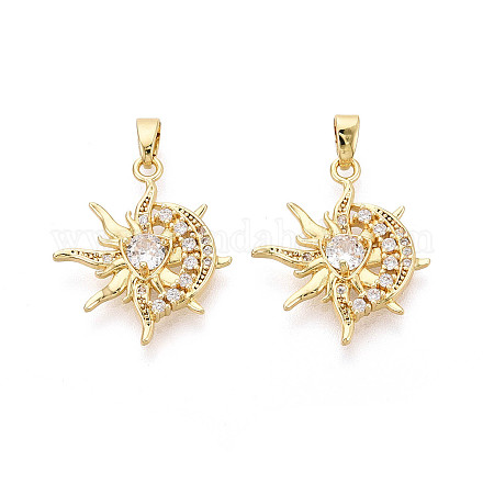 Латунные микропаве прозрачные подвески с фианитом KK-N259-08G-1